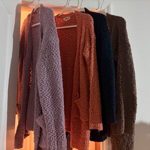 4 size large popcorn cardigans up for grabs. All are in great condition.